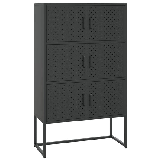 335877 vidaXL Highboard Black 80x35x135 cm Steel