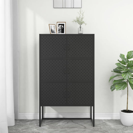 335877 vidaXL Highboard Black 80x35x135 cm Steel