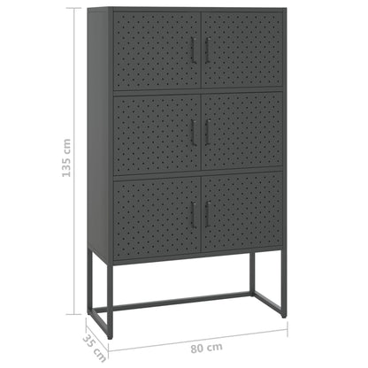 vidaXL Highboard Anthracite Steel Adjustable Feet Highboard
