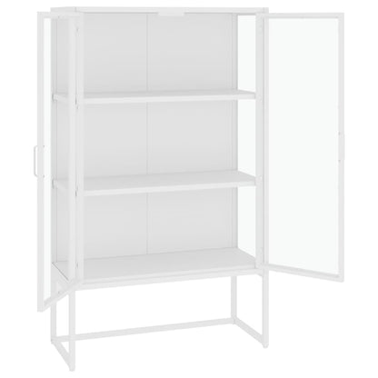 Highboard White 80x35x135 cm Steel and Tempered Glass
