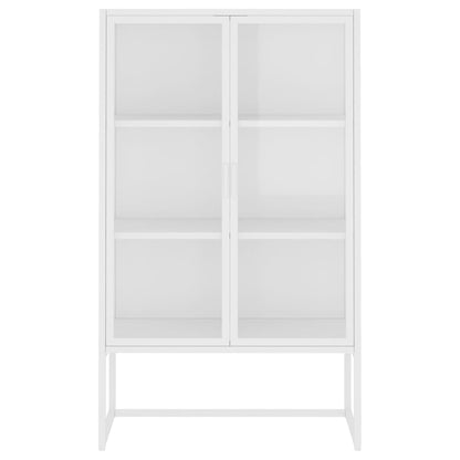 Highboard White 80x35x135 cm Steel and Tempered Glass