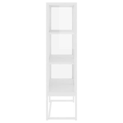 Highboard White 80x35x135 cm Steel and Tempered Glass