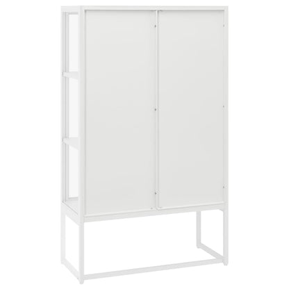 Highboard White 80x35x135 cm Steel and Tempered Glass