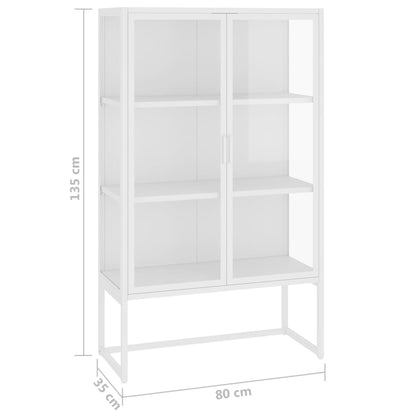 Highboard White 80x35x135 cm Steel and Tempered Glass