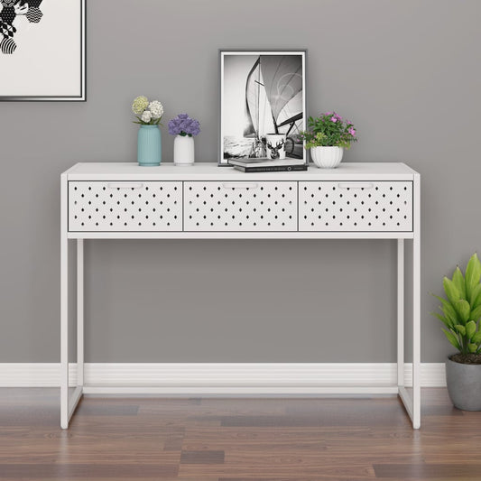 335893 vidaXL Console Table White 106x35x75 cm Steel