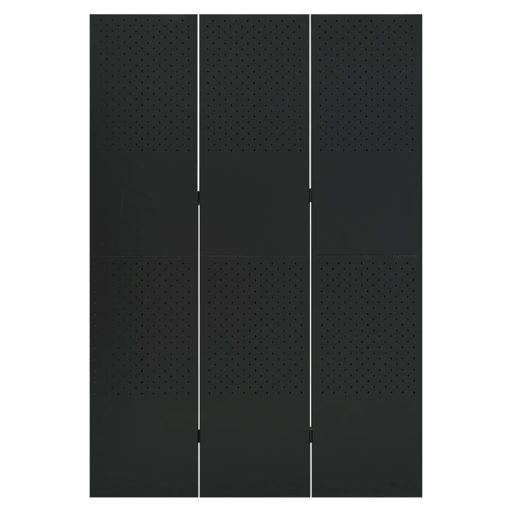 3-Panel Room Divider Black 47.2"x70.9" Steel