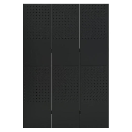3-Panel Room Divider Black 47.2"x70.9" Steel