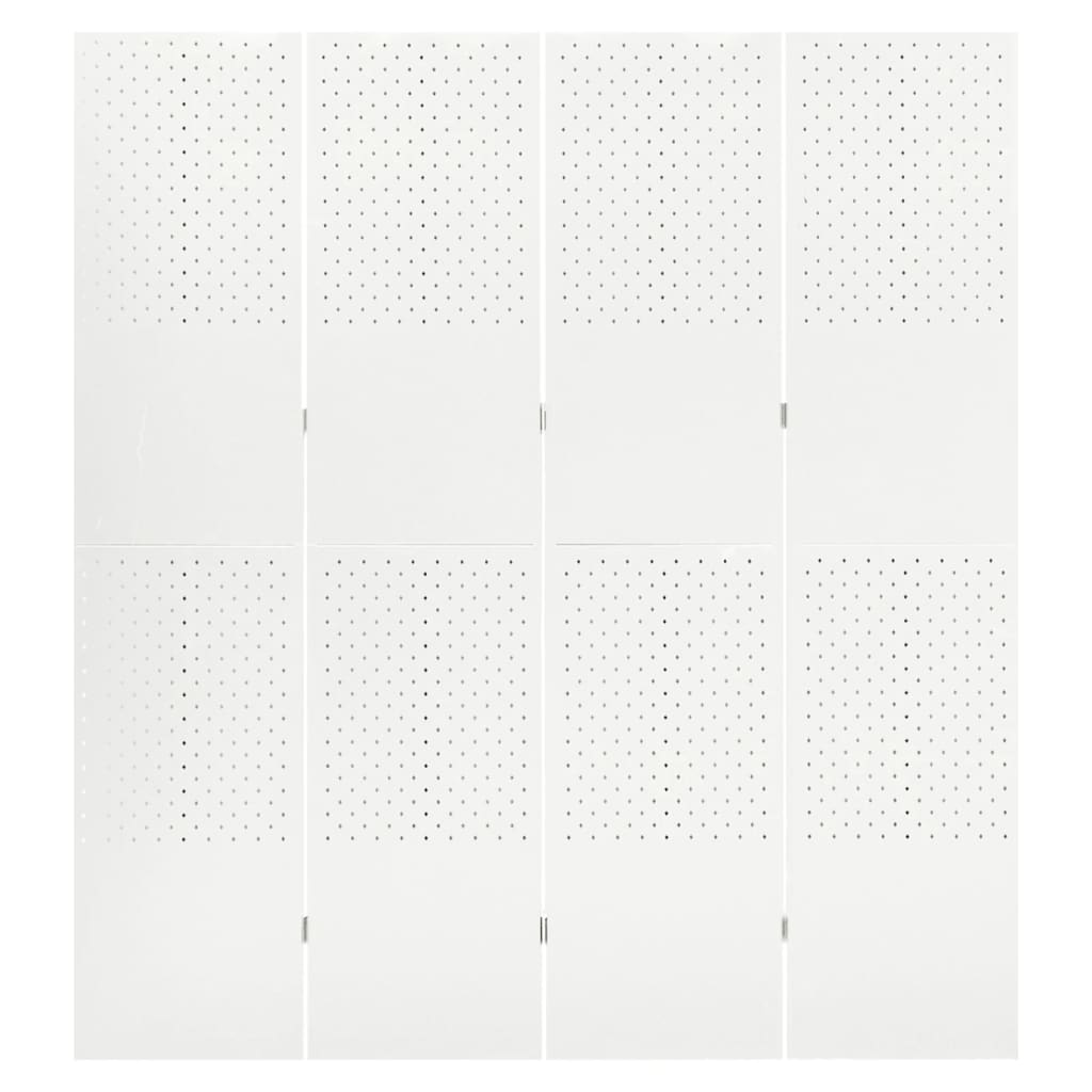 vidaXL 4-Panel Room Divider White 63"x70.9" Steel