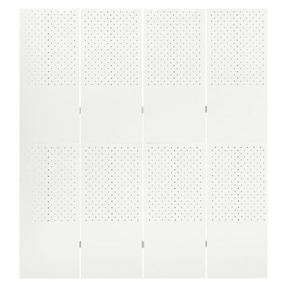 vidaXL 4-Panel Room Divider White 63"x70.9" Steel
