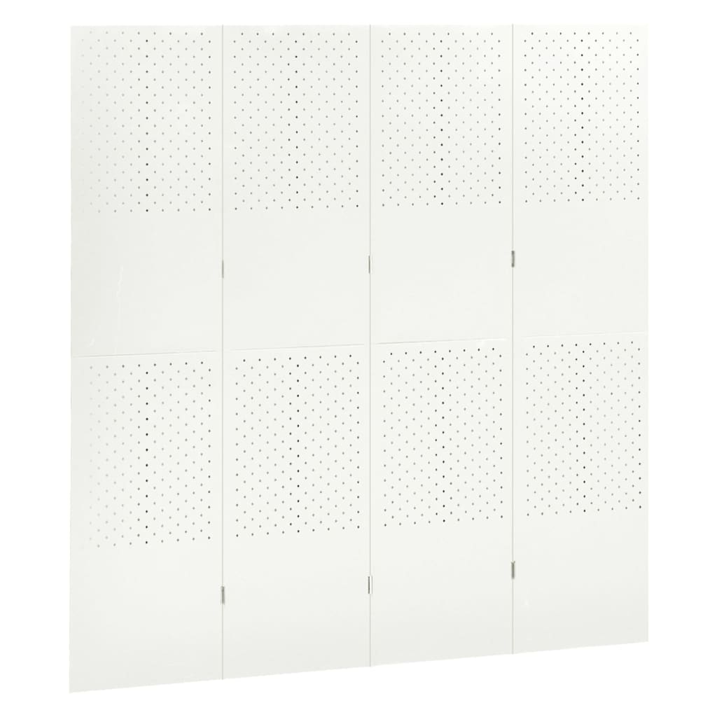vidaXL 4-Panel Room Divider White 63"x70.9" Steel