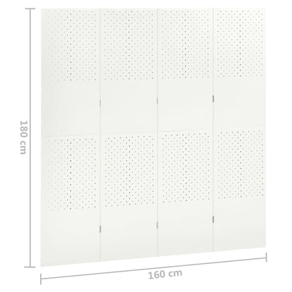 vidaXL 4-Panel Room Divider White 63"x70.9" Steel