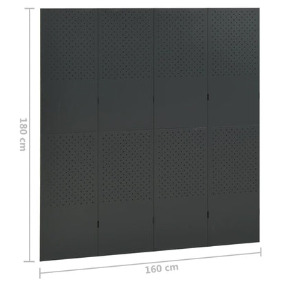 4-Panel Room Divider Anthracite 63"x70.9" Steel