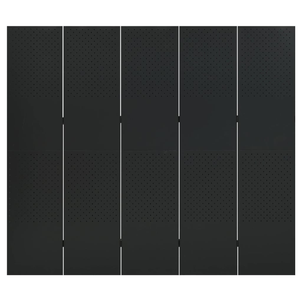 vidaXL 5-Panel Room Divider Black 78.7"x70.9" Steel