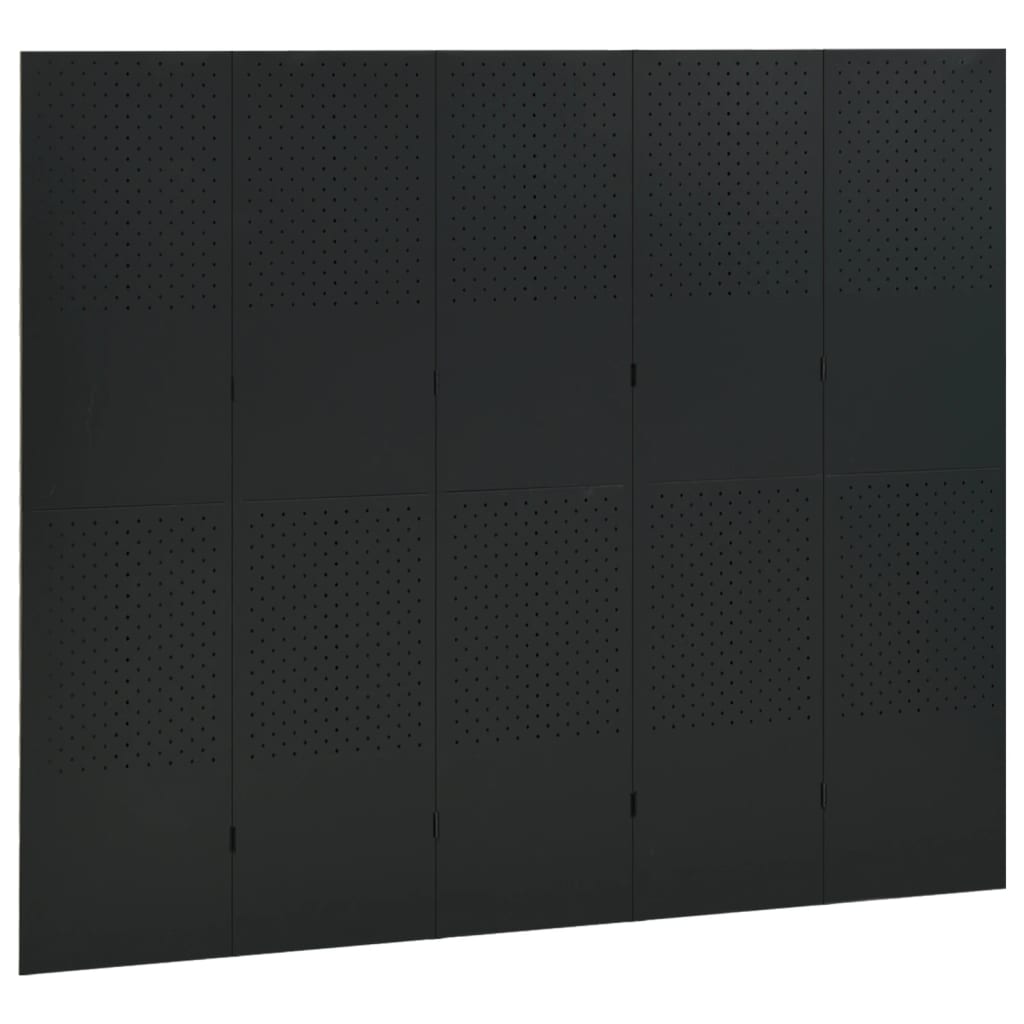 vidaXL 5-Panel Room Divider Black 78.7"x70.9" Steel