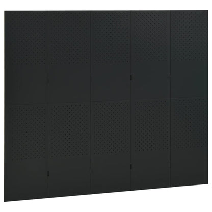vidaXL 5-Panel Room Divider Black 78.7"x70.9" Steel