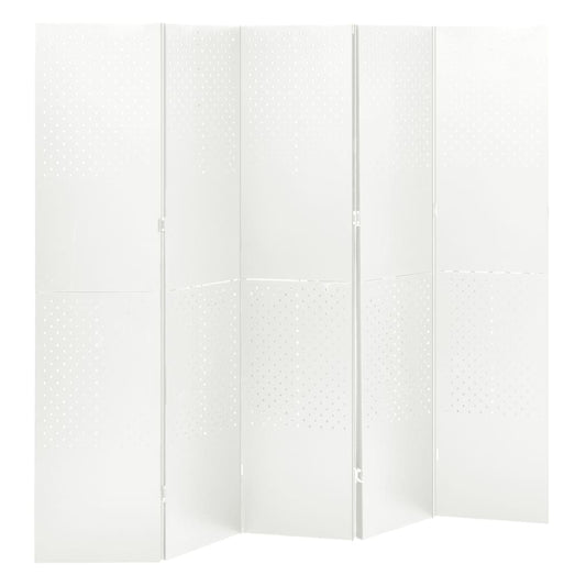 5-Panel Room Divider White 200x180 cm Steel