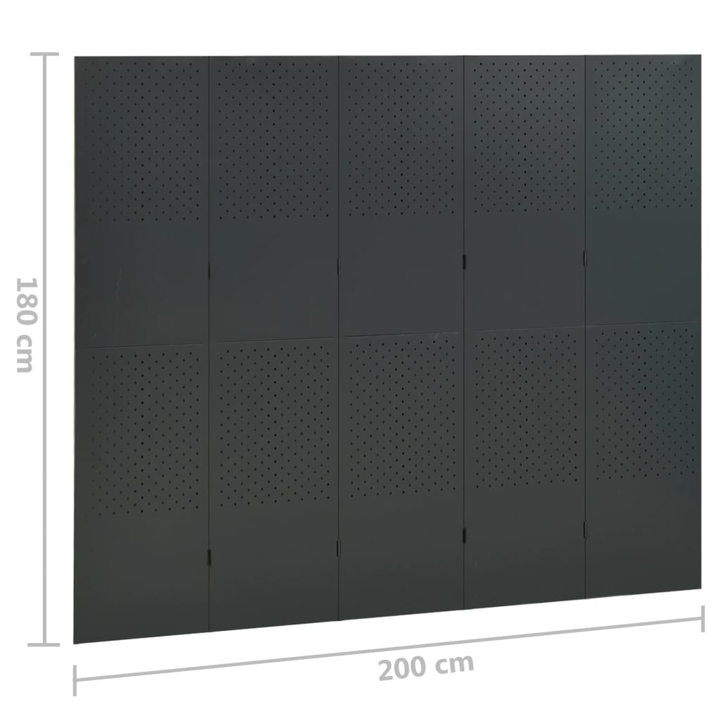 5-Panel Room Divider Anthracite 78.7"x70.9" Steel