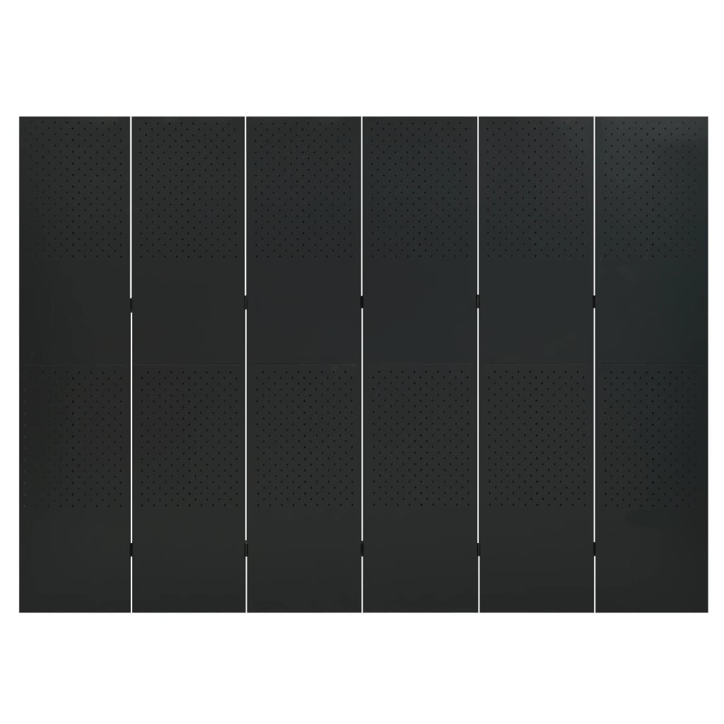6-Panel Room Divider Black 94.5"x70.9" Steel