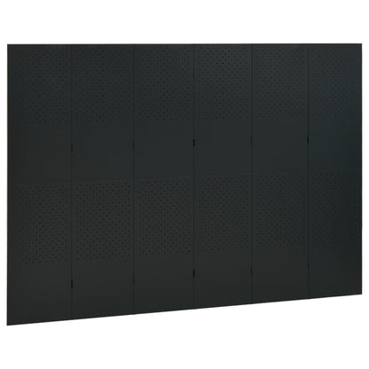 6-Panel Room Divider Black 94.5"x70.9" Steel