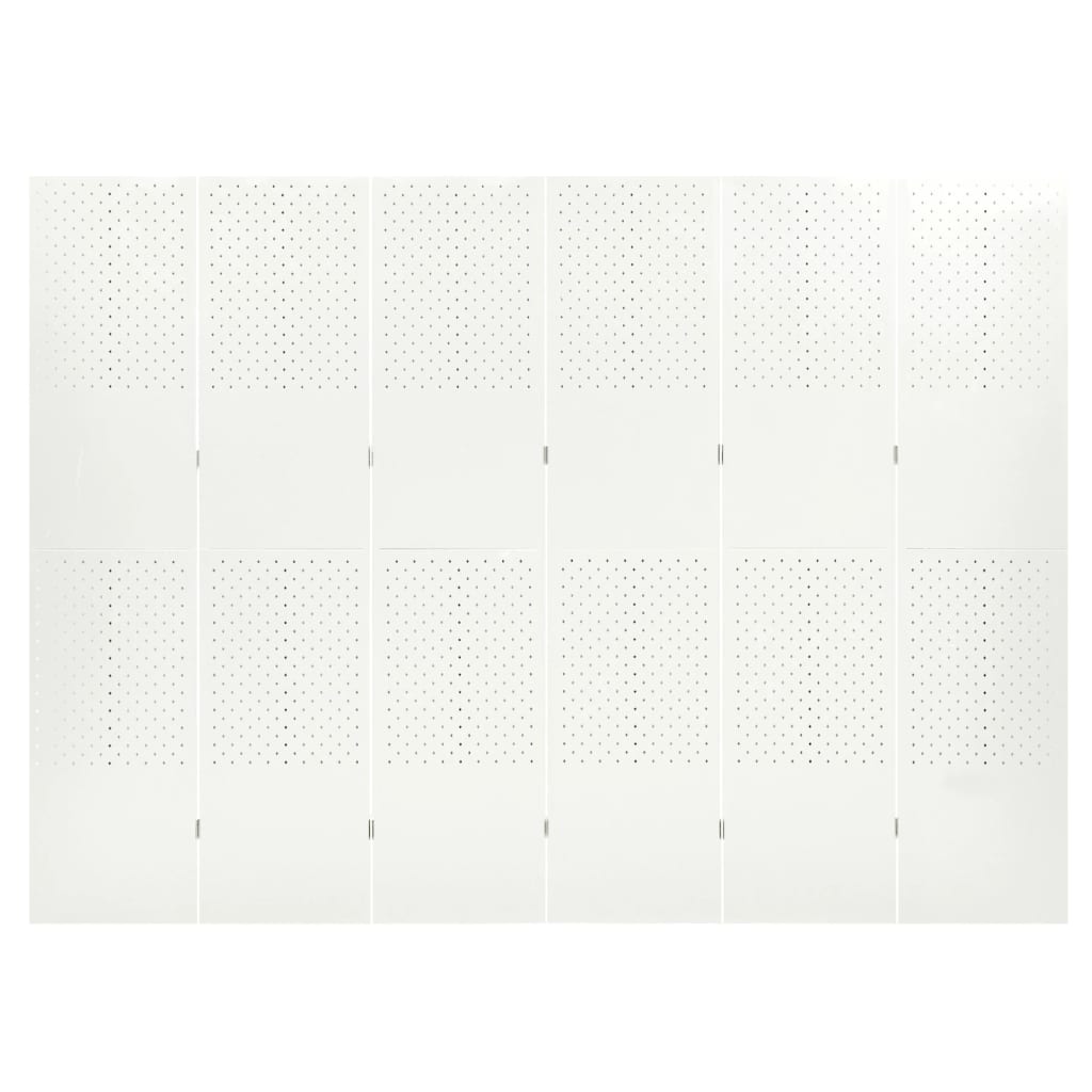 6-Panel Room Divider White 94.5"x70.9" Steel