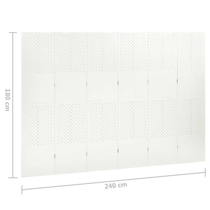 6-Panel Room Divider White 94.5"x70.9" Steel