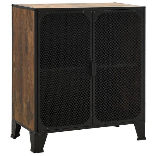 Storage Cabinet Rustic Brown 28.3"x14.2"x32.3" Metal and MDF