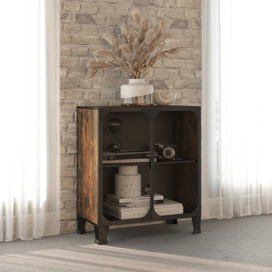 Storage Cabinet Rustic Brown 28.3"x14.2"x32.3" Metal and MDF