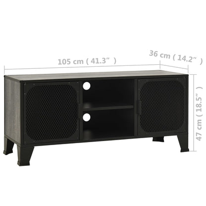 TV Cabinet Grey MDF 41.3 in TV Cabinet Rectangular Industrial