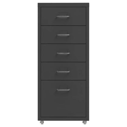 Mobile File Cabinet | Anthracite | Metal | 28 x 41 x 69 cm