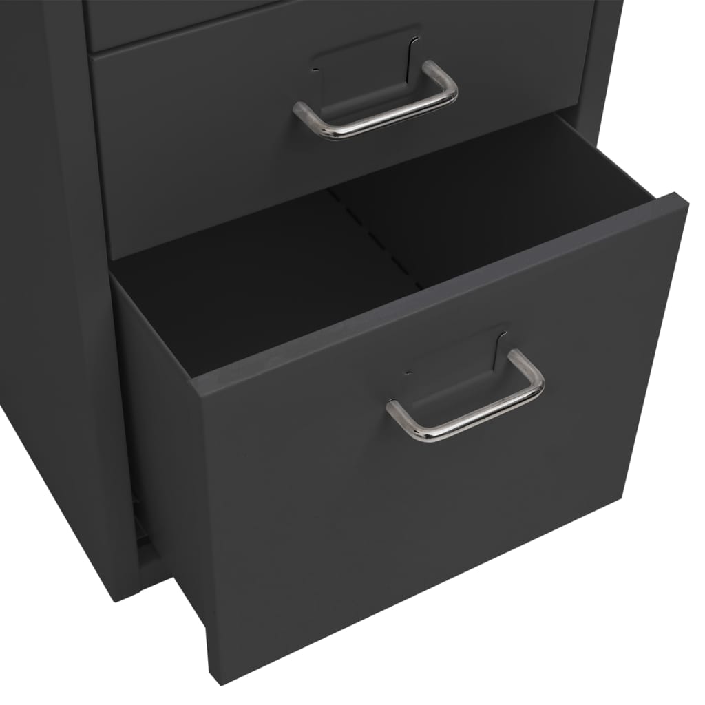 Mobile File Cabinet | Anthracite | Metal | 28 x 41 x 69 cm