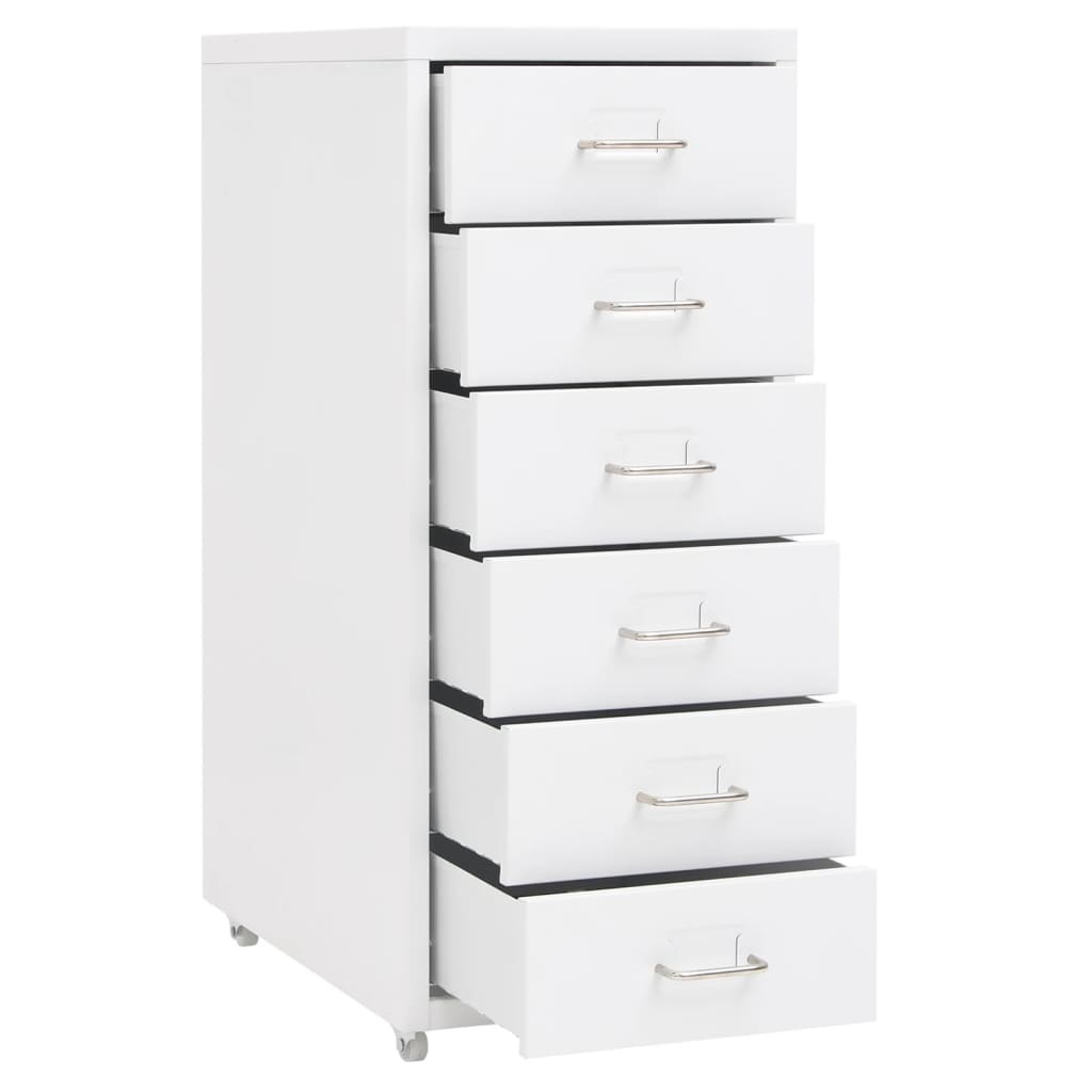 Mobile File Cabinet | White | Metal | Compact | Mobile File Cabinet