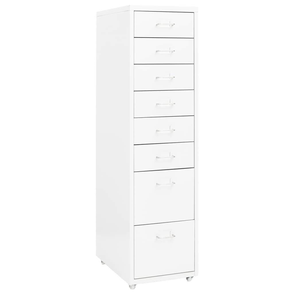 Mobile File Cabinet | White | Metal | Tall and slim | Rollable