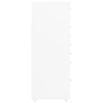 Mobile File Cabinet | White | Metal | Tall and slim | Rollable
