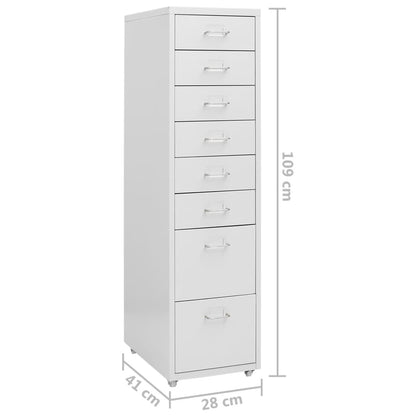 Mobile File Cabinet | Grey | Metal | 28x41x109 cm | Rollable
