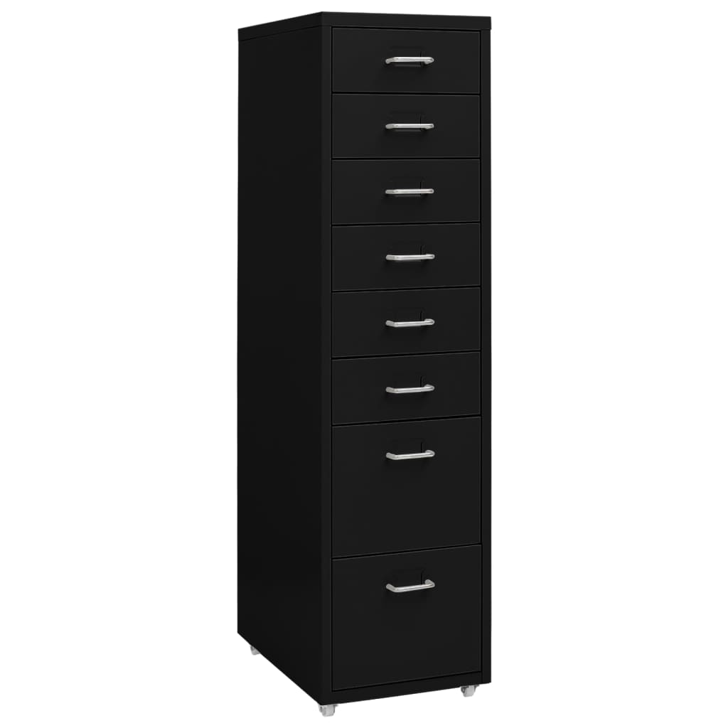Mobile File Cabinet | Black | Metal | Tall | Sleek | Mobile File Cabinet