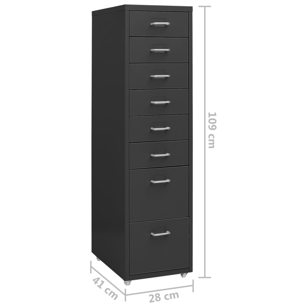 Mobile File Cabinet | Anthracite | Metal | Medium | Rollable