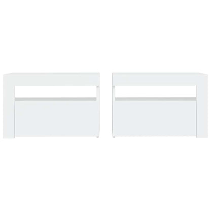 Bedside Cabinets 2 pcs with LEDs White 60x35x40 cm