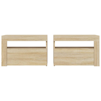 Bedside Cabinets 2 pcs with LEDs Sonoma Oak 60x35x40 cm