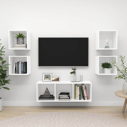 TV Cabinet Set | White | Engineered wood | Standard | Wall mounting