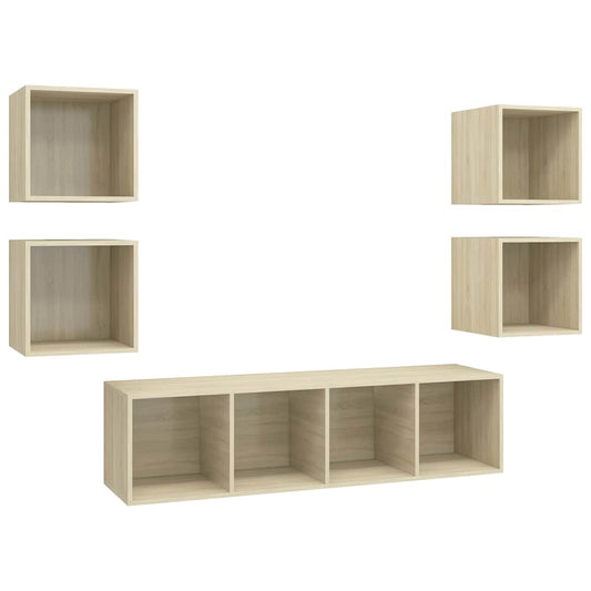 TV Cabinet Set | Sonoma oak | Engineered wood | TV Cabinet Set | Square