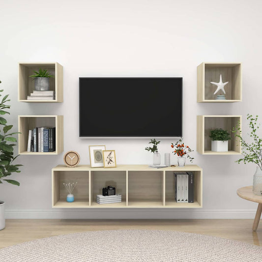 TV Cabinet Set | Sonoma oak | Engineered wood | TV Cabinet Set | Square