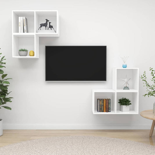 TV Cabinet Set | White | Engineered wood | TV Cabinet Set | Square
