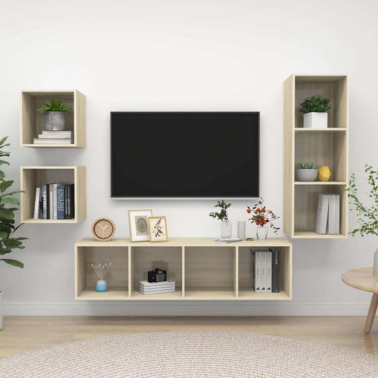 TV Cabinet Set | Sonoma oak | Engineered wood | Medium | TV Cabinet Set