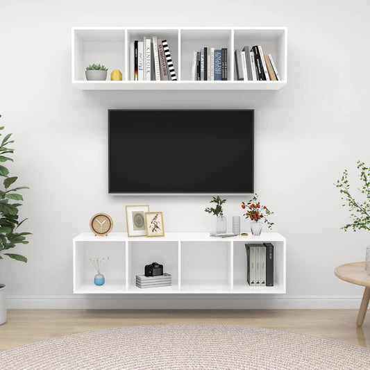 Wall-mounted TV Cabinets 2 pcs White Engineered Wood