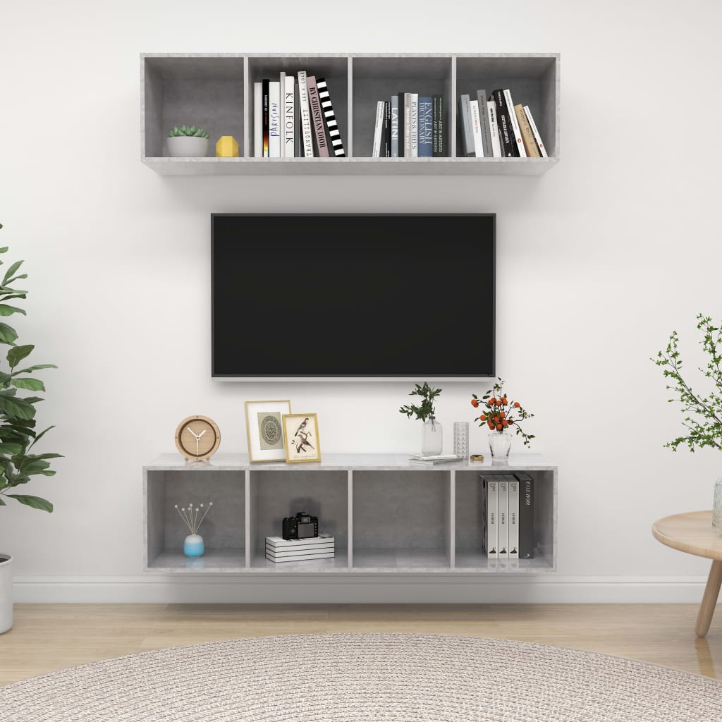 Wall-mounted TV Cabinets 2 pcs Concrete Grey Engineered Wood