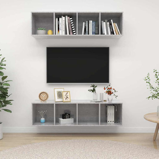 Wall-mounted TV Cabinets 2 pcs Concrete Grey Engineered Wood