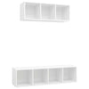 2 Piece TV Cabinet Set White Engineered Wood