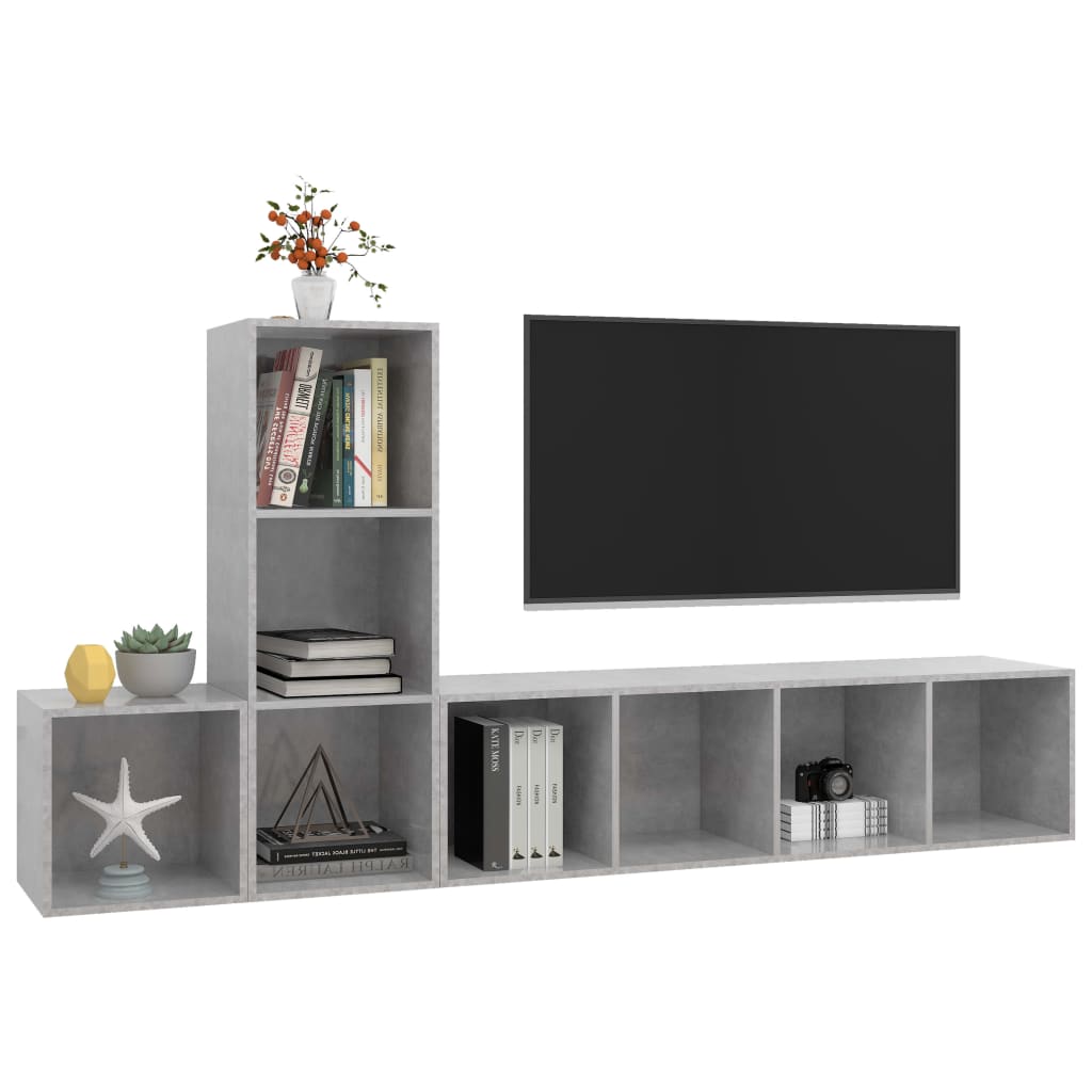 TV Cabinet Set | Concrete Grey | Engineered Wood | TV Cabinet Set