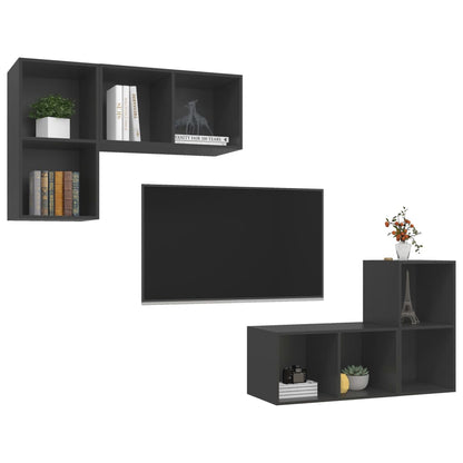 Wall-mounted TV Cabinets 4 pcs Grey Engineered Wood