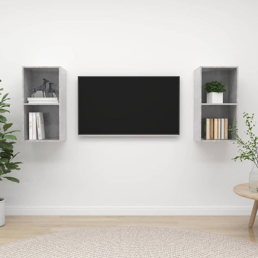 TV Cabinet | Set of 2 | Concrete grey | Engineered wood | Standard